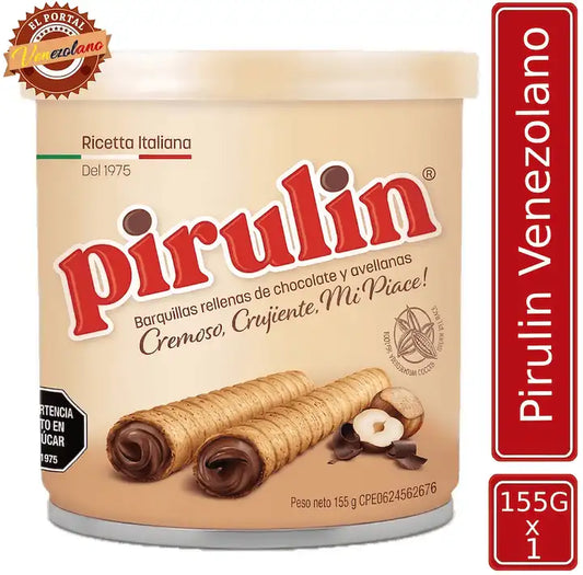 Pirulín en lata 155g venezolano, disponible en Colombia